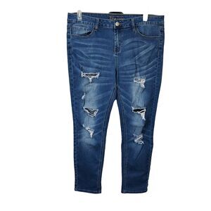 Blue Desire Distressed High Rise Ankle Jean Womens Size 16 Ripped Torn Grunge